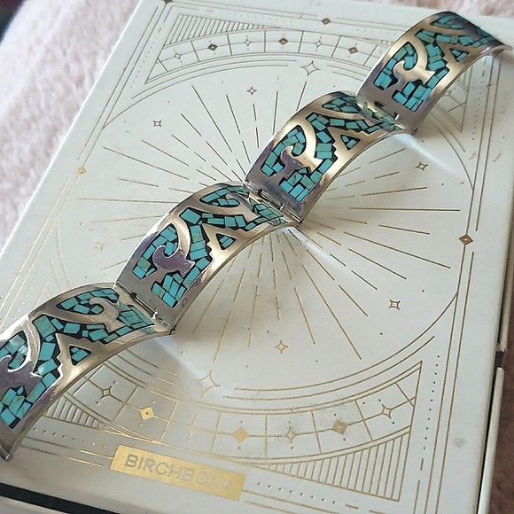 Vintage Jewelry - Sterling silver vintage Mayan panel bracelet, authentic, stunning!!